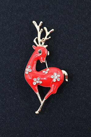 Geyik broş. Taşlı tasarım geyik broş. Yaka iğnesi broş. Kadın broş. Broş.