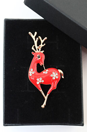 Geyik broş. Taşlı tasarım geyik broş. Yaka iğnesi broş. Kadın broş. Broş.