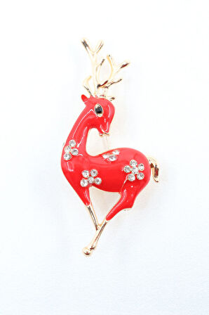 Geyik broş. Taşlı tasarım geyik broş. Yaka iğnesi broş. Kadın broş. Broş.