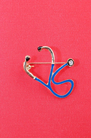 Stetoskop doktor broş. Taşlı tasarım stetoskop broş. Yaka iğnesi broş. Kadın broş. Erkek broş. Broş.