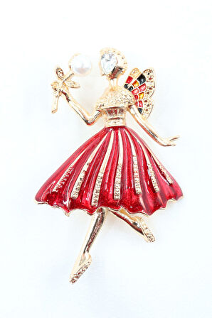 Melek kız broş. Taşlı tasarım incili melek kız broş. Yaka iğnesi broş. Kadın broş. Broş.