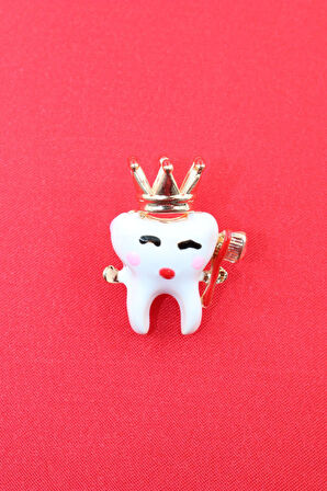 Diş broş. Taşlı tasarım diş broş. Yaka iğnesi broş. Kadın broş. Erkek broş. Broş. Unisex