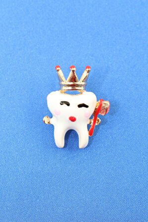 Diş broş. Taşlı tasarım diş broş. Yaka iğnesi broş. Kadın broş. Erkek broş. Broş. Unisex