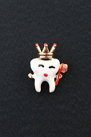 Diş broş. Taşlı tasarım diş broş. Yaka iğnesi broş. Kadın broş. Erkek broş. Broş. Unisex