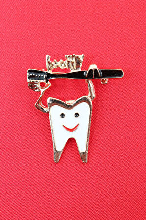 Diş broş. Yaka iğnesi diş broş. Kadın broş. Erkek broş. Broş. Unisex