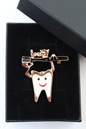 Diş broş. Yaka iğnesi diş broş. Kadın broş. Erkek broş. Broş. Unisex