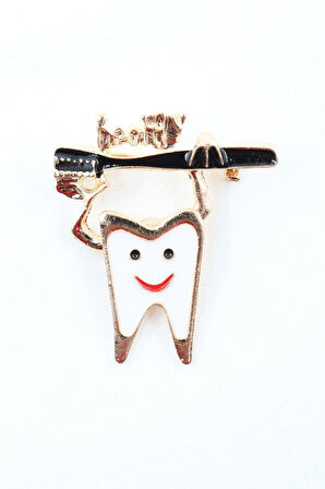 Diş broş. Yaka iğnesi diş broş. Kadın broş. Erkek broş. Broş. Unisex
