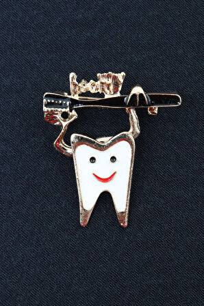 Diş broş. Yaka iğnesi diş broş. Kadın broş. Erkek broş. Broş. Unisex
