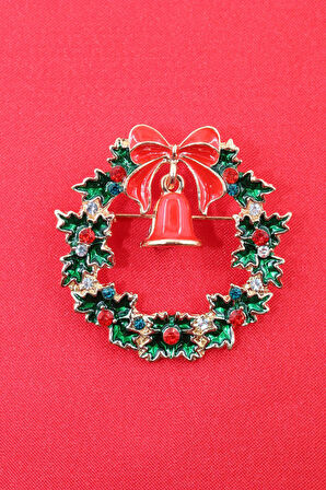 Noel baba çan broş. Yılbaşı çelenk broş. Yılbaşı çan broş. Kadın broş. Erkek broş. Broş. Unisex