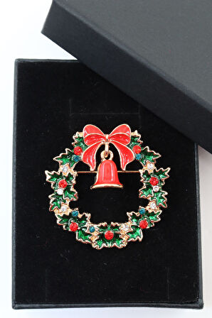 Noel baba çan broş. Yılbaşı çelenk broş. Yılbaşı çan broş. Kadın broş. Erkek broş. Broş. Unisex