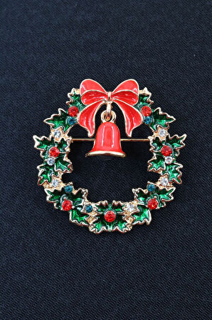 Noel baba çan broş. Yılbaşı çelenk broş. Yılbaşı çan broş. Kadın broş. Erkek broş. Broş. Unisex