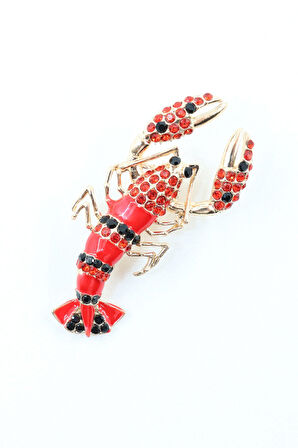 İstakoz broş. Taşlı tasarım istakoz broş. Kadın broş. Erkek broş. Broş. Unisex