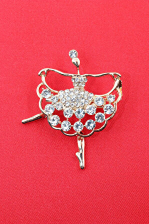 Balerin broş. Pırlanta taşlı tasarım balerin broş. Yaka iğnesi balerin broş. Kadın broş. Broş.