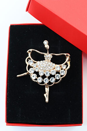 Balerin broş. Pırlanta taşlı tasarım balerin broş. Yaka iğnesi balerin broş. Kadın broş. Broş.