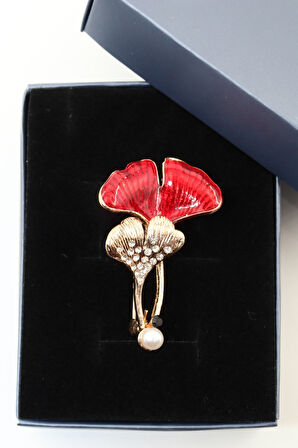 Ginkgo yaprağı broş. Taşlı tasarım ginko broş. Yaka iğnesi ginko yapraklı broş. Kadın broş. Broş.