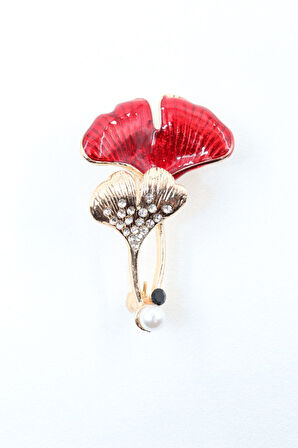 Ginkgo yaprağı broş. Taşlı tasarım ginko broş. Yaka iğnesi ginko yapraklı broş. Kadın broş. Broş.