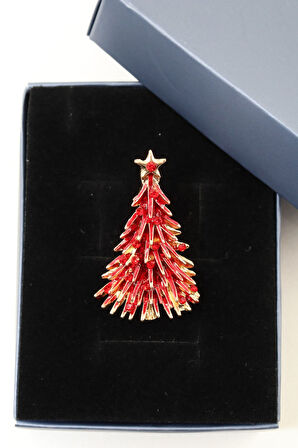 Zirkon Taşlı Cam Ağacı Broş. Yaka Iğnesi Çam Ağacı Broş. Kadın Broş, Erkek Broş. Çam Ağacı Broş.