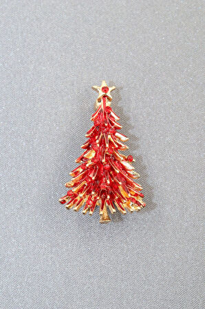 Zirkon Taşlı Cam Ağacı Broş. Yaka Iğnesi Çam Ağacı Broş. Kadın Broş, Erkek Broş. Çam Ağacı Broş.