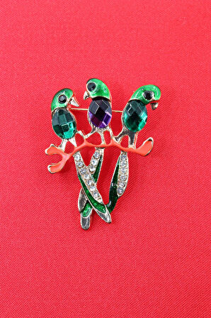 Saka kuşu broş. Taşlı tasarım saka kuşu broş. Yaka iğnesi broş. Kuş broş. Kadın broş. Broş.