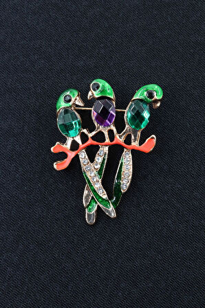 Saka kuşu broş. Taşlı tasarım saka kuşu broş. Yaka iğnesi broş. Kuş broş. Kadın broş. Broş.