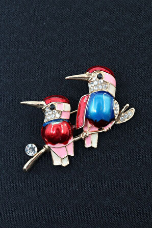 Çalı kuşu broş. Taşlı tasarım broş. Yaka iğnesi çalı kuşu broş. Kadın broş. Broş. Kuş broş.