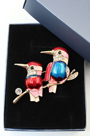 Çalı kuşu broş. Taşlı tasarım broş. Yaka iğnesi çalı kuşu broş. Kadın broş. Broş. Kuş broş.