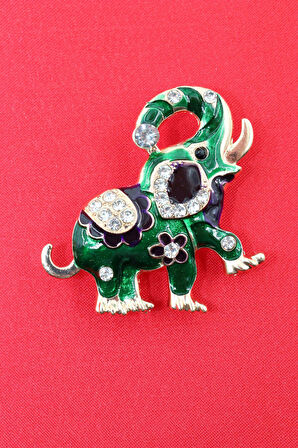 Fil broş. Taşlı tasarım fil broş. Yaka iğnesi fil broş. Kadın broş. Broş. Filli broş.