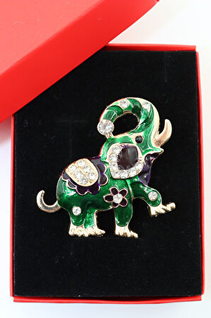Fil broş. Taşlı tasarım fil broş. Yaka iğnesi fil broş. Kadın broş. Broş. Filli broş.