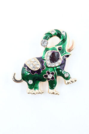 Fil broş. Taşlı tasarım fil broş. Yaka iğnesi fil broş. Kadın broş. Broş. Filli broş.