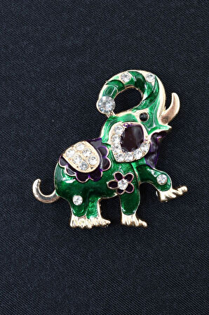 Fil broş. Taşlı tasarım fil broş. Yaka iğnesi fil broş. Kadın broş. Broş. Filli broş.