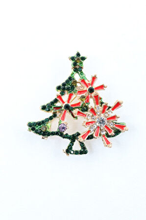 Yeni yıl ağacı broş. Taşlı noel ağacı broş. Yaka iğnesi broş. Yılbaş ağacı broş. Kadın broş. Broş