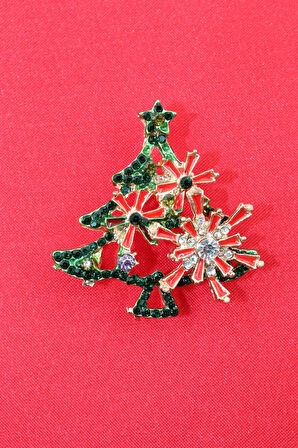 Yeni yıl ağacı broş. Taşlı noel ağacı broş. Yaka iğnesi broş. Yılbaş ağacı broş. Kadın broş. Broş