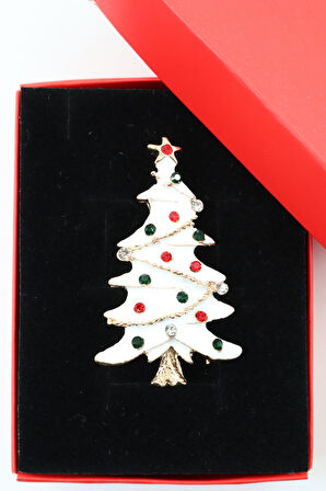 Yeni Yıl Ağacı Broş. Taşlı Tasarım Broş. Yaka Iğnesi Broş. Noel Ağacı Broş. Kadın Broş. Broş.