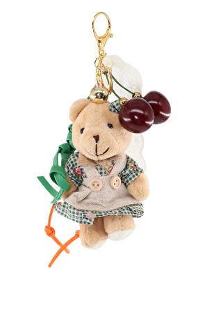 Anahtarlık Çanta Charm.ayna Süsü. Çanta Aksesuarı.anahtarlık Peluş Ayıcık Örme Ip Kiraz Çanta Charmı