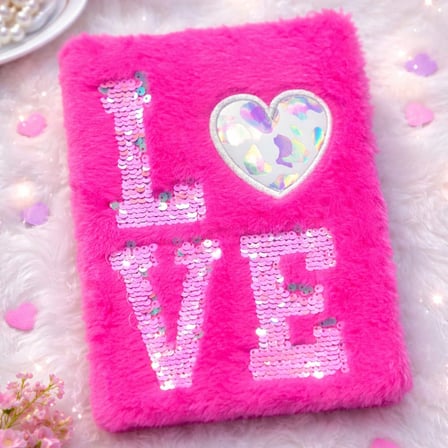 Premium Love Tasarımlı Peluş Defter Kalpli Hatıra Günlük Yazma Yazı Defteri