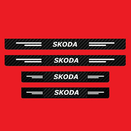 Skoda Modelleri İçin Uyumlu Grafen Karbon Oto Kapı Eşiği 4 Adet