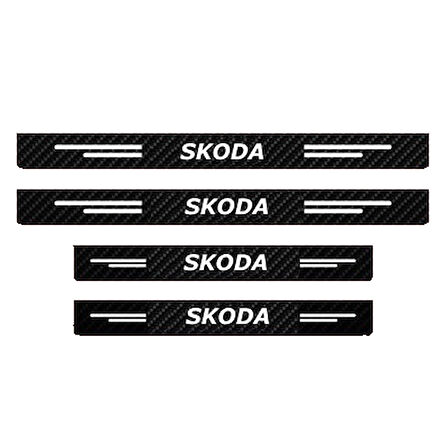 Skoda Modelleri İçin Uyumlu Grafen Karbon Oto Kapı Eşiği 4 Adet