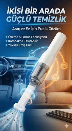 Modern Ekipman Kompakt Cihaz Masaüstü Temizleyici Kablosuz Şarjlı Mini Araç İçi Süpürge 6000Pa