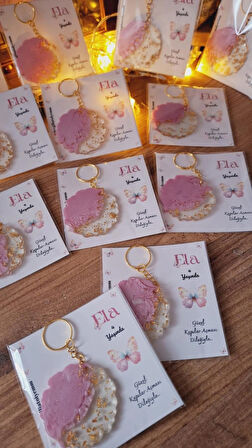 KELEBEK KARTLI ANAHTARLIK 10 ADET  YENİDOĞAN DOĞUM GÜNÜ BABYSHOWER MEVLÜT