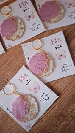 KELEBEK KARTLI ANAHTARLIK 10 ADET  YENİDOĞAN DOĞUM GÜNÜ BABYSHOWER MEVLÜT