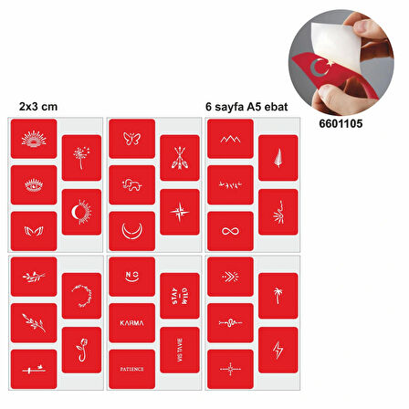 Minimal Desenler 30 Adet Minik desen Geçici Dövme Şablonu