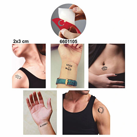 Minimal Desenler 30 Adet Minik desen Geçici Dövme Şablonu