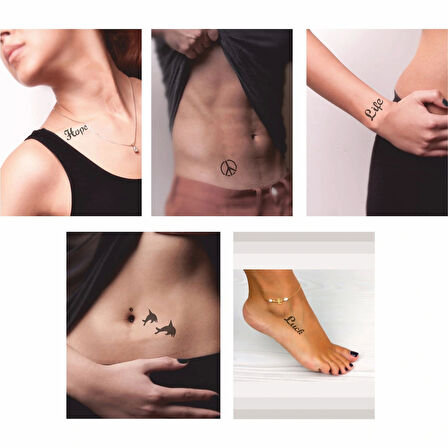 Minimal Desenler Hint Kınası ile Geçici Dövme Yapma Seti