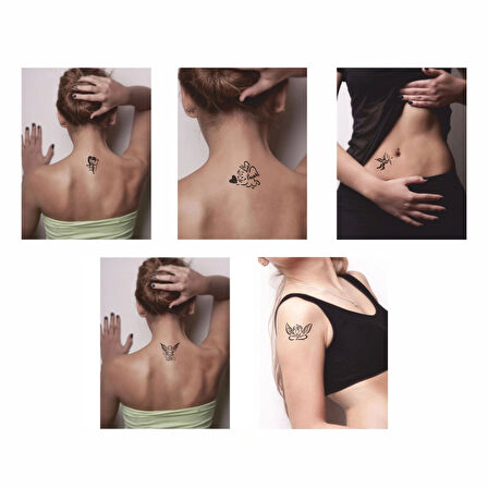 Melek ve Kanat Desenleri Kına ile Geçici Dövme Yapma Seti