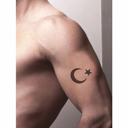 Ay Yıldız-1 Türk Bayrağı  Tattoo Geçici Dövme Şablonları Kına Kalıpları