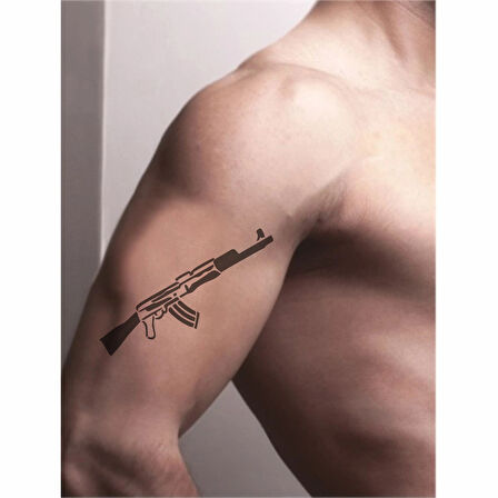 Ak-47 Kalaşnikof Keleş Tattoo Geçici Dövme Şablonları Kına Kalıpları