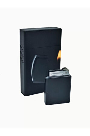 Metal Slim Kısa Sigara Kutusu Zippo Modeli Çakmak Set