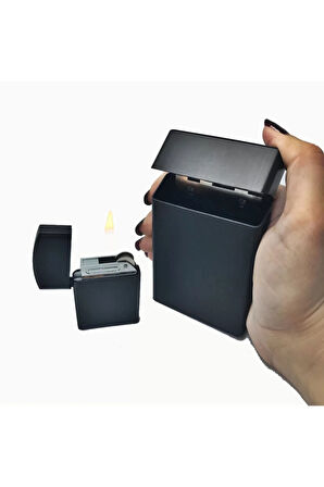 Metal Slim Kısa Sigara Kutusu Zippo Modeli Çakmak Set