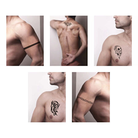 Tribal Zincir Desenleri Hint Kınası ile Geçici Dövme Yapma Seti