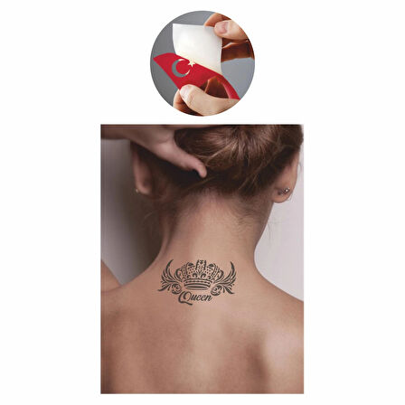 Kraliçe tacı Tattoo Geçici Dövme Şablonları Kına Kalıpları